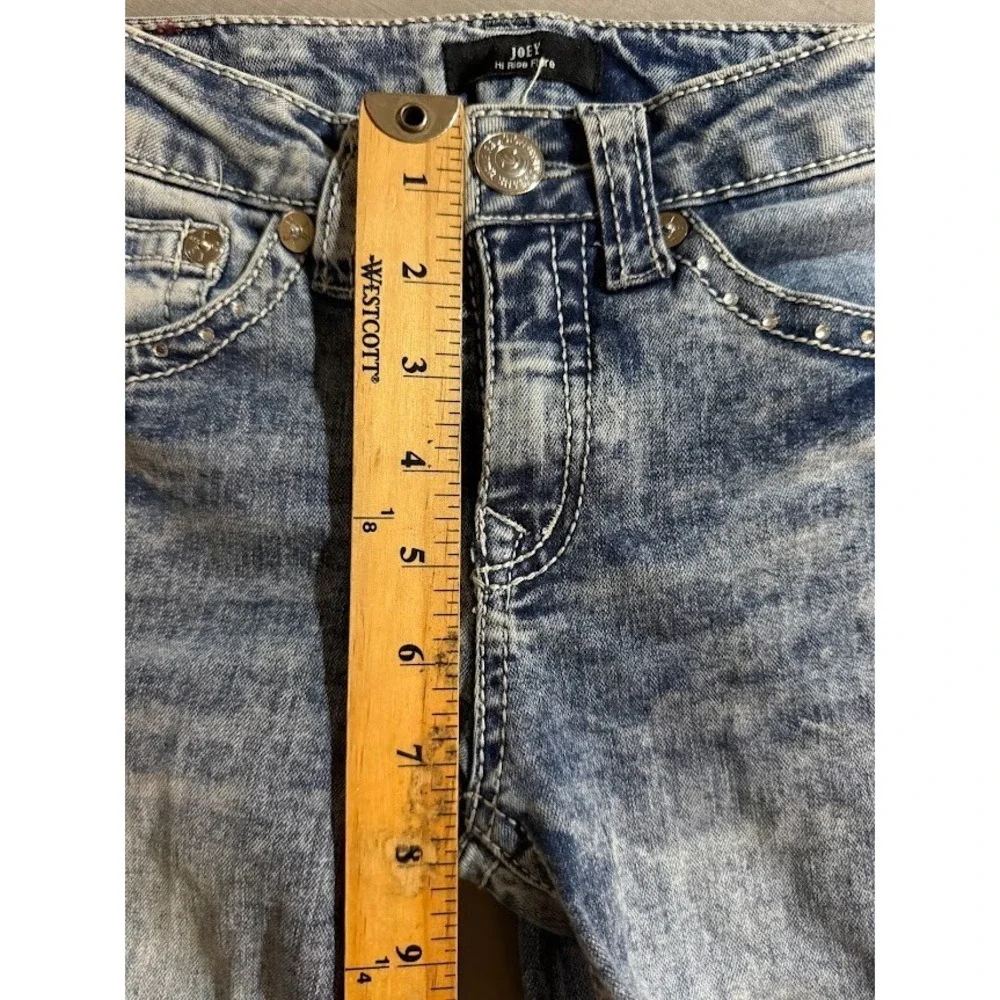 True Religion Joey Jeans‎ Girls 7 Blue Bedazzled Denim Bootcut Pocketed 22X22.